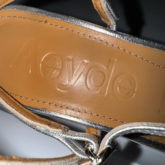 Aeyde Elise silver metallic sandals 36=5 - Picture 4 of 6